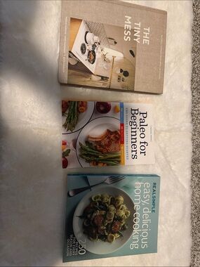 Simple Home & Kitchen Cookbook Trio - Beige, White, Teal Covers